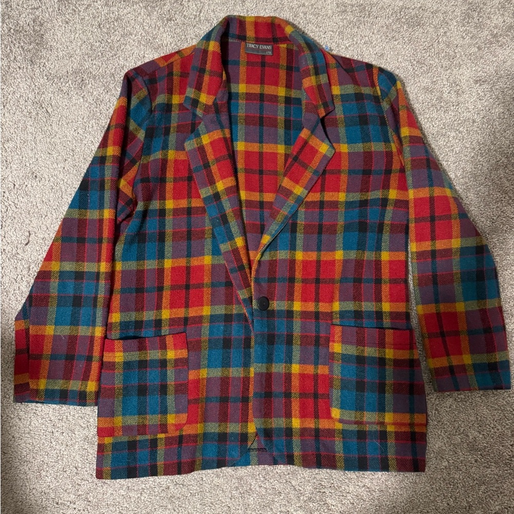 Tracy Evans Multicolor Plaid Blazer